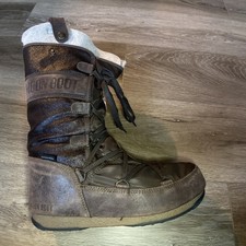 Tecnica WE Monaco Felt Moon Boot Sz 39 EU 8-8.5 W 7 M Brown Waterproof Lace Up