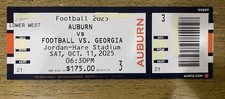 2025 SEC Football Auburn vs Georgia Ticket Stub 10/11/25 Cam Newton Jersey 20-10