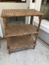 Vintage Faux Bamboo And Cane Etagere, Mid 20th Century