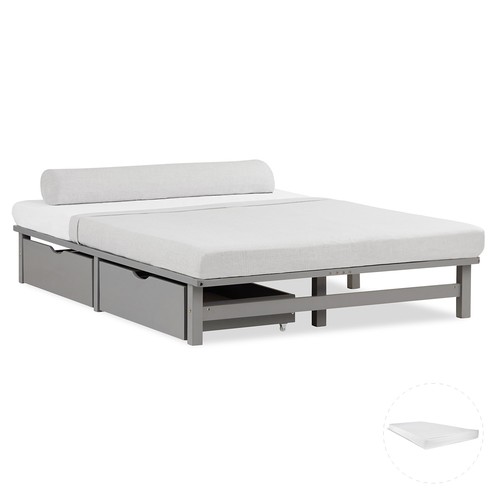 Cadre lit 140x200 double - 140x200, gris