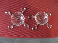 "600.19"   2 COUPELLES BOBECHES EN VERRE AVEC PAMPILLES