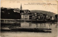 Old postcard St-PIERRE-de-BOEUF - General view with the bin making (580573)