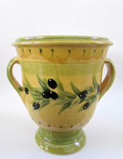Terre e Provence France Yellow Olive Handled Planter Flower Pot