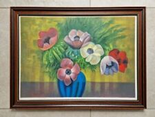 Louis Toffoli Lithographie en couleurs "Bouquet d'anémones" Epreuve d'Artiste