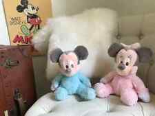 22⚜️ Two Plush Baby Mickey & Minnie Rattle Pink / Blue Disneyland