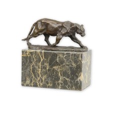 Bronze Sculpture of a Walking Panthere on a black marble base after L.A.Carvin