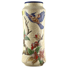 LARGE LONGWY ENAMEL CERAMIC VASE "LES RECOLLETS", earthenware/limoges/sevres...