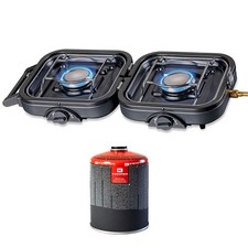 Réchaud gaz pliable 2 feux 4600 W  KEMPER + cartouche de gaz 7/16"