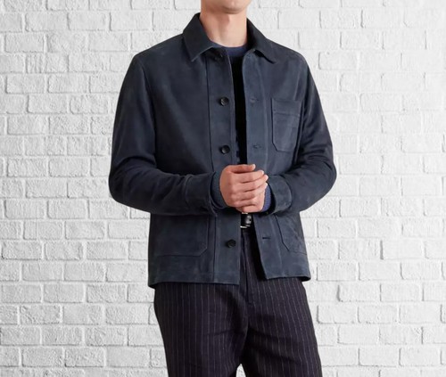 Veste biker cuir suédé - en,