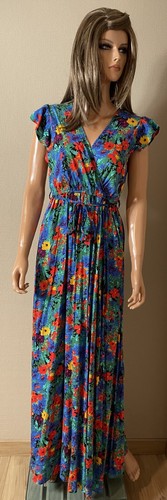 Robe longue bleue fleurie