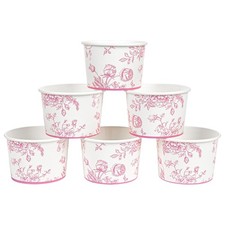 50 Pc Floral Treat Snack Cups - 9oz Disposable Dessert Bowls for Sundae & Fro...