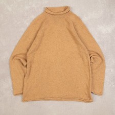 Eddie Bauer Vintage Roll Neck Knitted Jumper L Cotton Women's Light Brown Plain