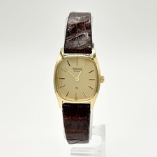 Montre RADO Diastar Vintage Carrée Or Quartz Bracelet Cuir Marron Fonctionne ...