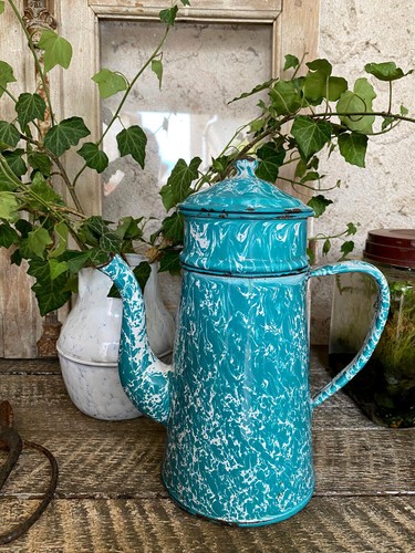 Ancienne cafetière émaillée - ancienne,