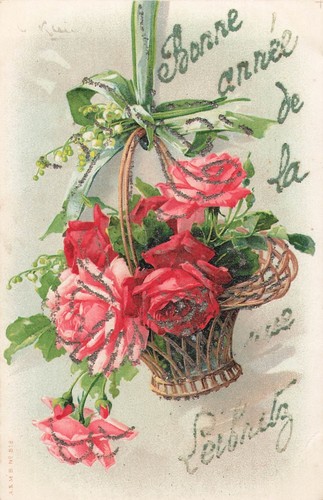 Illustree paillettes signee - cp,
