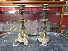 antique pair of epok candlesticks louis philippe regulle gold 19th century candlesticks