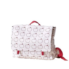 CYRILLUS CARTABLE MATERNELLE 30 CM BLANC CRÈME ET ROUGE CERISE