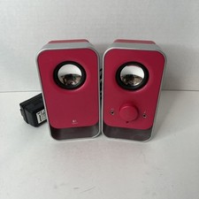 Logitech LS11 Stereo Multimedia Phone MP3 PC Computer Speakers RARE Pink
