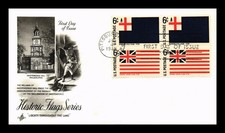 DR JIM STAMPS US COVER BUNKER HILL & GRAND UNION HISTORIC FLAGS FDC BLOCK OF 4