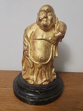 Statue Bouddha Bois Laqué Or