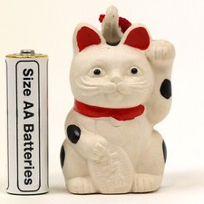 MANEKI NEKO BECKONING CAT Bell Pottery Good Luck Fortune H66mm 191207 Japan