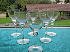 6 Daum Crystal White Wine Glasses Signed Bolero Model 14cm
