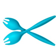 Tupperware Allegra Salad Cutlery Serving Fork Set of 2 Peacock Blue 12 Inch