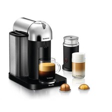 Nespresso Vertuo Coffee and Espresso Maker by Breville Chrome with Aeroccino ...