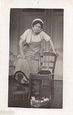 BD898 Vintage Photo Card RPPC Women's Woman Cloof Unusual Overall Shaker