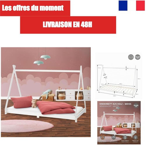 Lit enfants tipi 90x200 - lit,