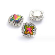 20 pcs Sew On Crystal Rhinestone diamond Faceted Glass Square Jewels Button