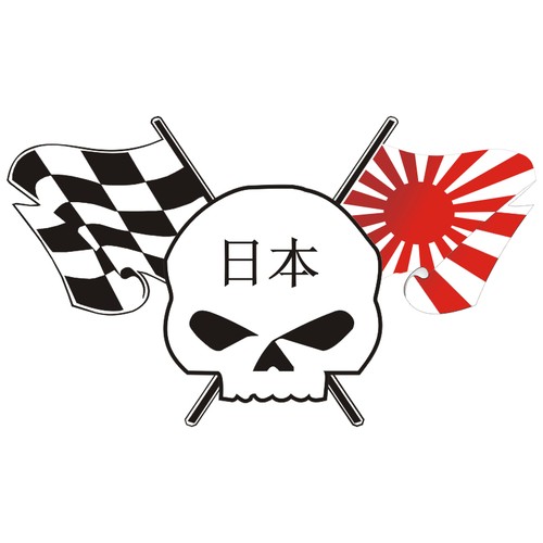 Sticker plastifié skull japan - sticker,