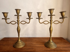Paire de chandelier 3 branches en Laiton