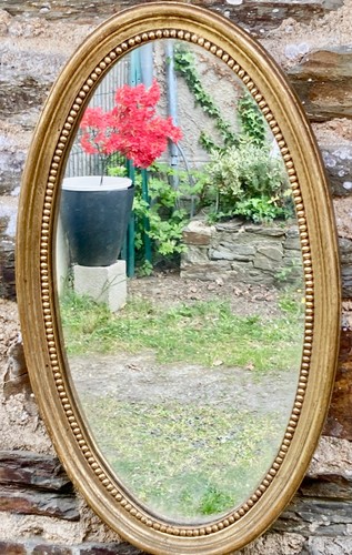 Miroir ovale bois sculpté - miroir, en