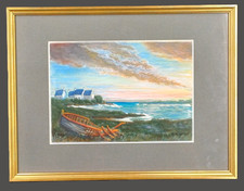 Aquarelle paysage marin bateau