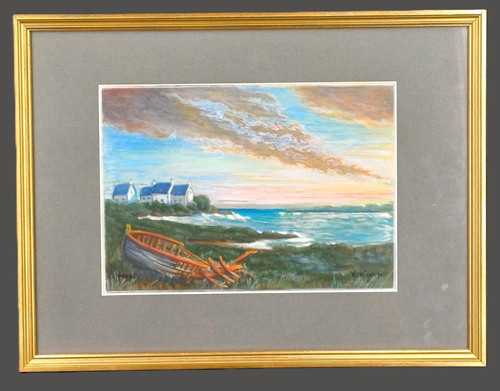 Aquarelle paysage marin bateau