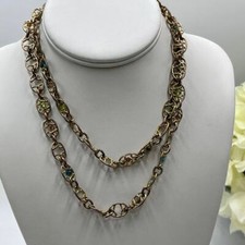 Gas Bijoux Alegria Chain Link Necklace with semi-precious stones 24k Gold Plate