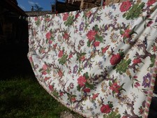 LONG RIDEAU ANCIEN VINTAGE FLEURI ARBRE DE VIE 1950