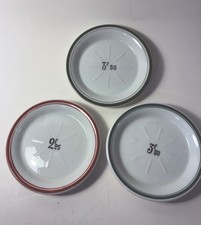 SET 3 Vtg French Absinthe Saucer Plate Bistro Hotelware Tip Red Green Rim Stripe