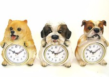 Nouvelle Horloge En Résine De Chiot 3D Pomeranian, Shih Tzu, Bull Dog + Tirelire