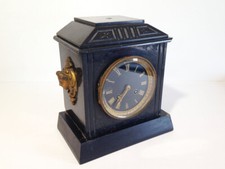 Ancienne Pendule Borne en Marbre noir Napoléon III XIXe horloge elle fonctionne