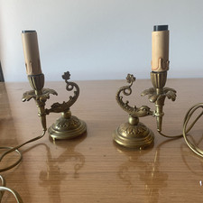 Pair of Vintage Bronze Stand Bedside Table Lamp Ref Gh 