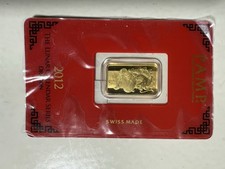 Lingote de Oro PAMP Suisse 5 g 2012 Serie Lunar Dragón Swiss Blíster Original