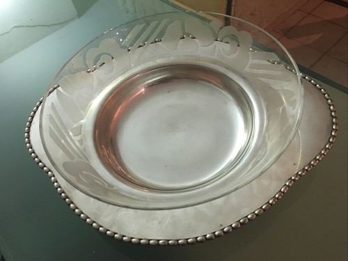 Saladier verre signé - verre,