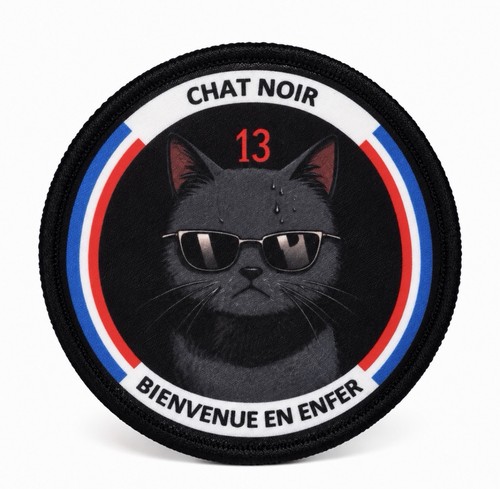 écusson chat noir - 13, humour