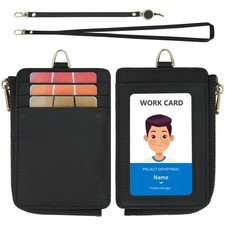 Porte-Badge en Cuir avec Poche