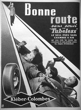 1955 PRESS ADVERTISEMENT TUBELESS TIRE AIRLESS KLÉBER-COLOMBES