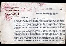 PARIS (XV°) ELECTRIC MOTORS Sutra "Marcel RENARD" letter in 1942