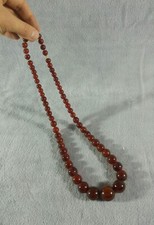 Ancien collier en perles d'ambre Dark cherry amber Art-déco 100 G grammes