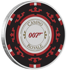 JAMES BOND CASINO ROYALE CASINO CHIP 2023 1oz SILVER $1 Colored Coin In Card
